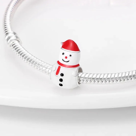 1 Piece 13.3mm Hole 4~4.9mm Copper Silver Plated Snowman Jewelry Accessories