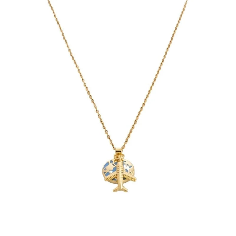 Hot Selling Exclusive For Copper Pendant Necklace Planet Aircraft Clavicle Chain Fashion Unique Simple Electroplating Charm Jewelry