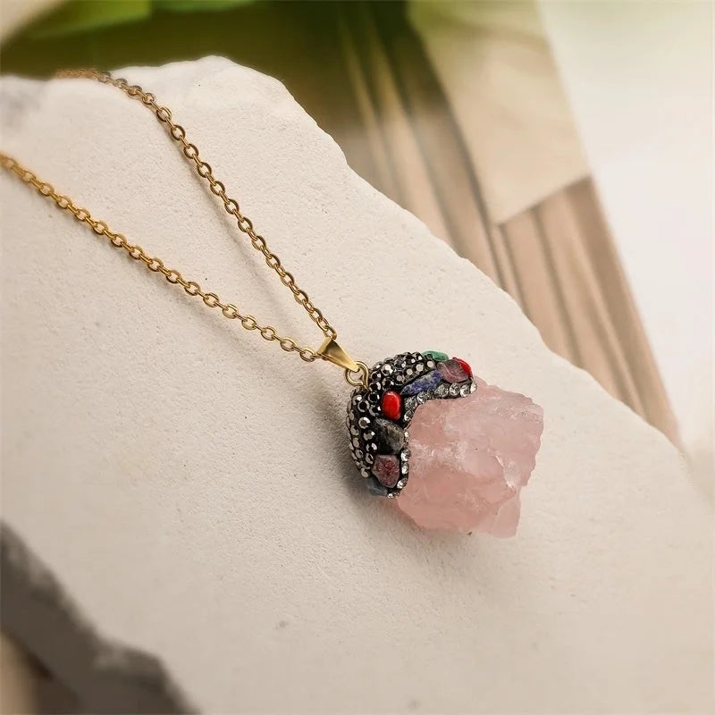Minimalist Classic Style Geometric Artificial Crystal 304 Stainless Steel Artificial Crystal Stone Pendant Necklace