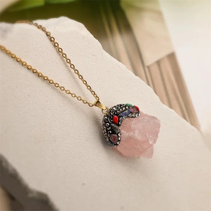 Minimalist Classic Style Geometric Artificial Crystal 304 Stainless Steel Artificial Crystal Stone Pendant Necklace