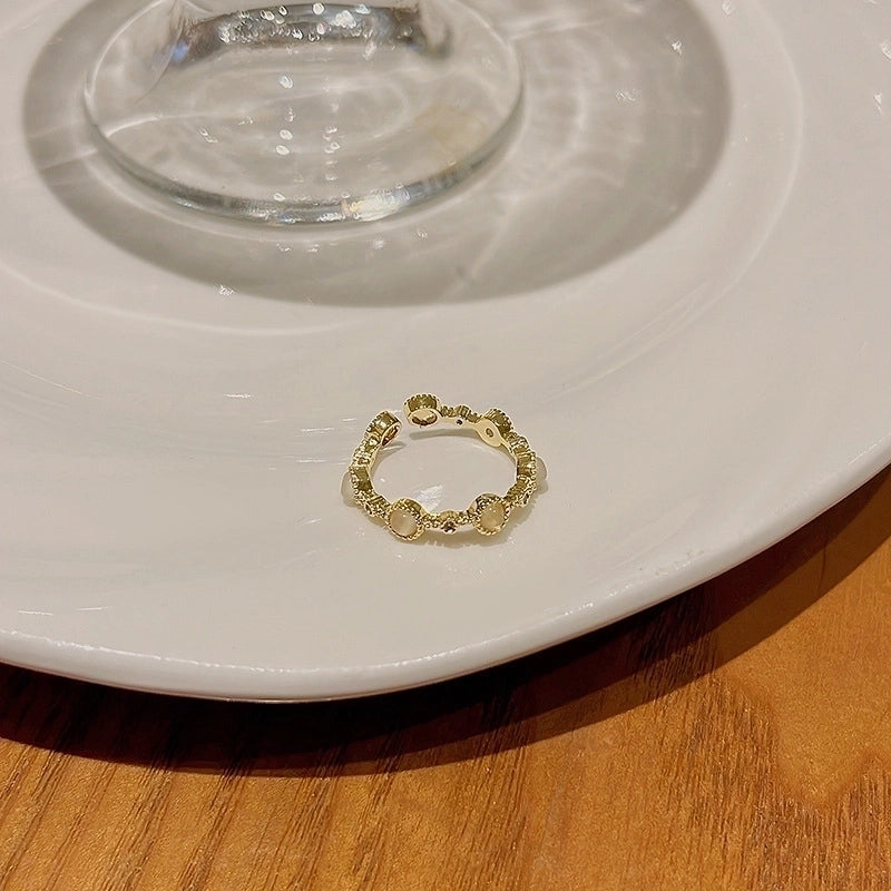 Minimalist Heart Shape Flower Bow Knot Copper Inlay Artificial Pearls Opal Zircon Rings