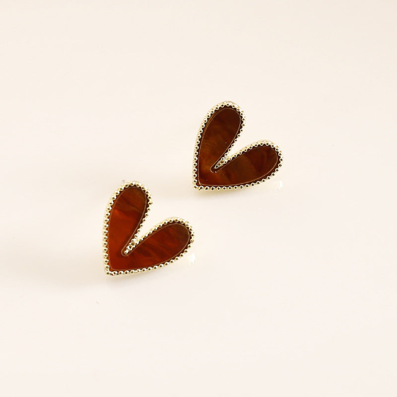 2 Pieces Women Heart Alloy Electroplating Stud Earrings