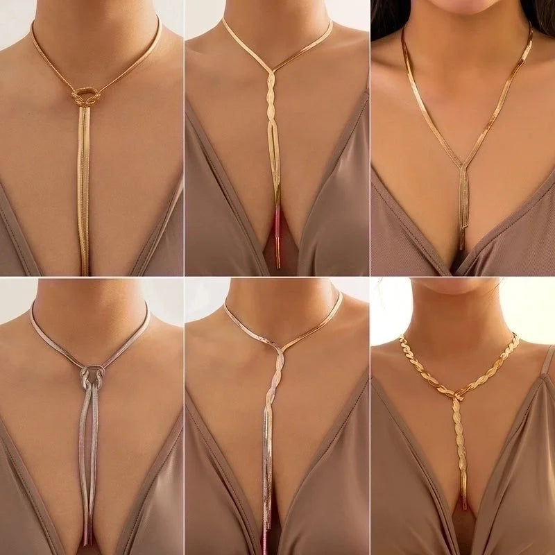 Sexy Minimalist Solid Color Copper Plating Chain Long Necklace