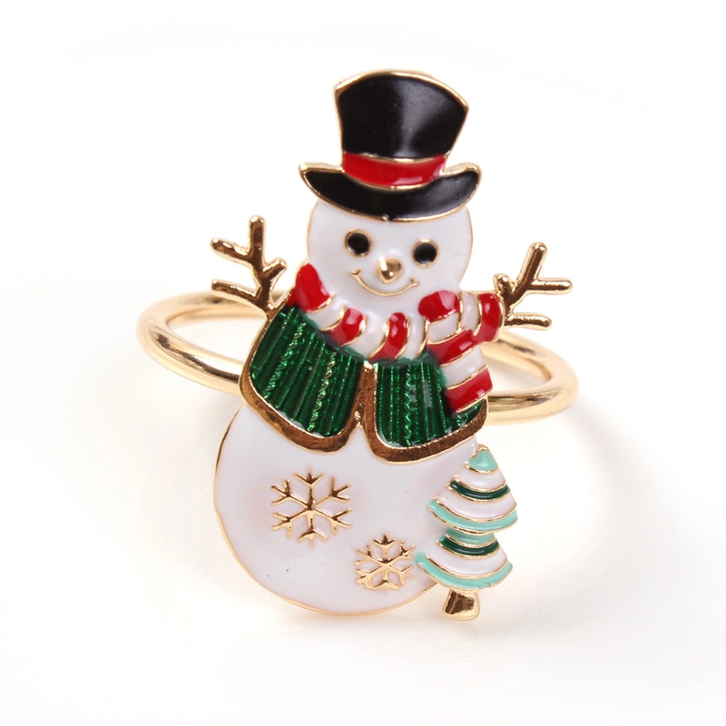 Cute Christmas Tree Santa Claus Alloy Napkin Rings 1 Set Of 6