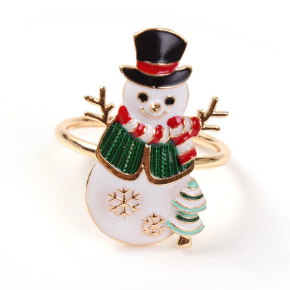 Cute Christmas Tree Santa Claus Alloy Napkin Rings 1 Set Of 6