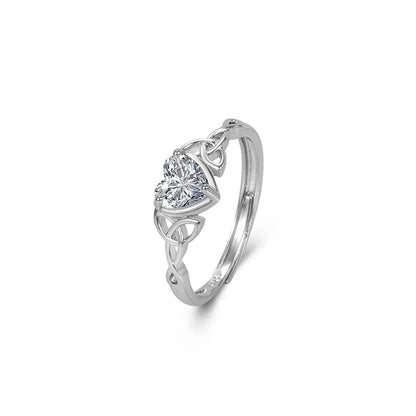 Fashion Heart Shape Copper Inlay Zircon Rings 1 Piece