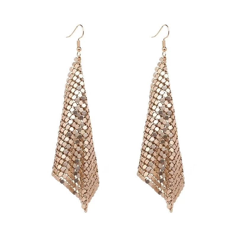 Supply Fashion Earrings Metal Sequins Tassel Earrings Creative New Square Geometric Long Earrings