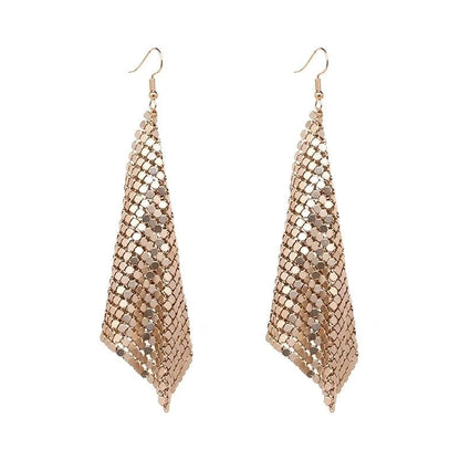 Supply Fashion Earrings Metal Sequins Tassel Earrings Creative New Square Geometric Long Earrings