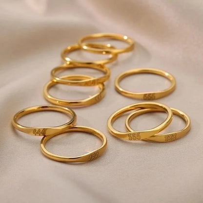 1 Piece Minimalist Number Stainless Steel Inlaid Gold Rings
