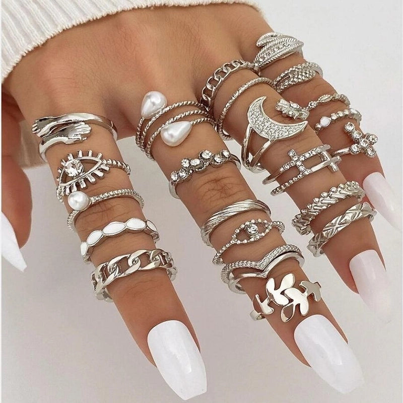 Casual Minimalist Heart Shape Flower Butterfly Alloy Inlay Pearl Zircon Women's Open Rings Rings