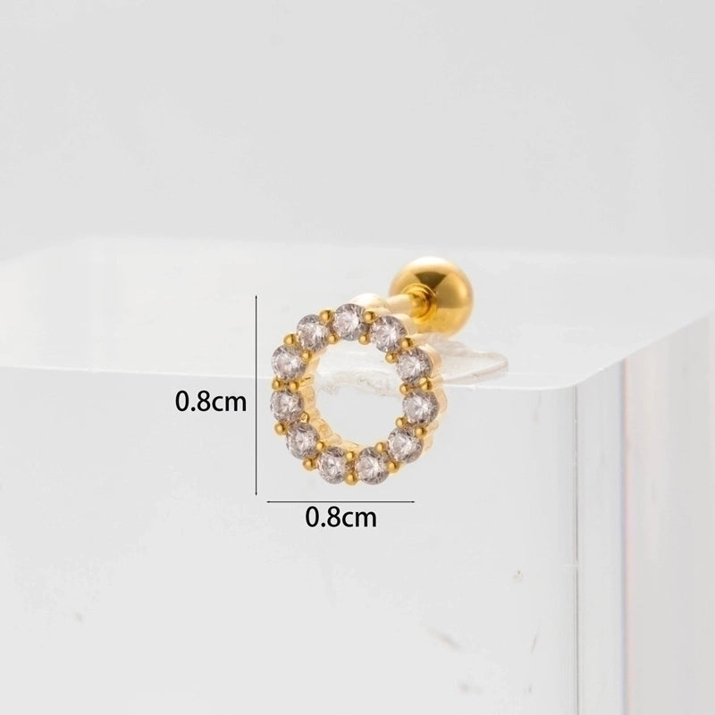 Ear Cartilage Rings & Studs Flower 316L Stainless Steel Copper Inlaid Zircon