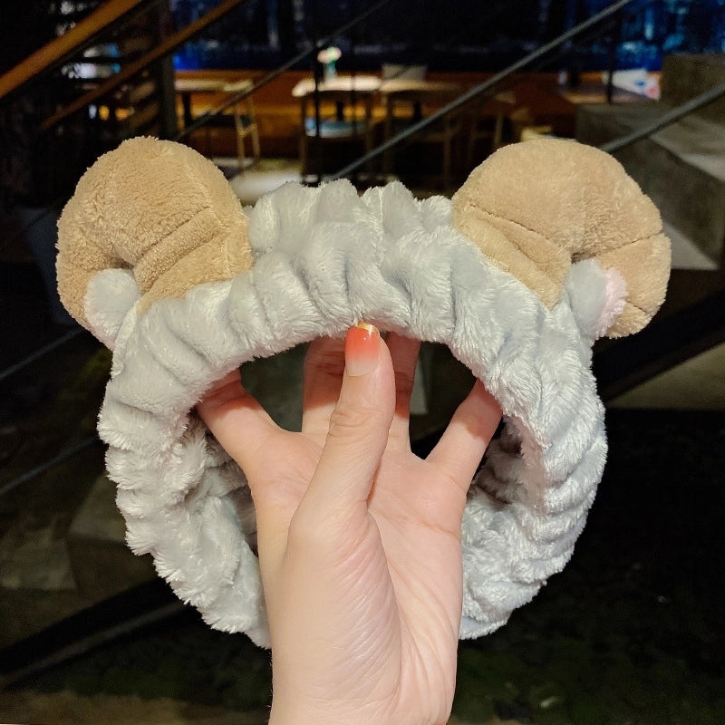 Cat Ears Hair Band Hair Band Korean Plush Internet Celebrity Rabbit Ear Hair Accessories Bow Face Wash Hair Band