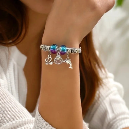 Cute Fashion Sweet Devil\'S Eye Feather Flower 201 Stainless Steel 18K Gold Plated Zircon Bangle In Bulk