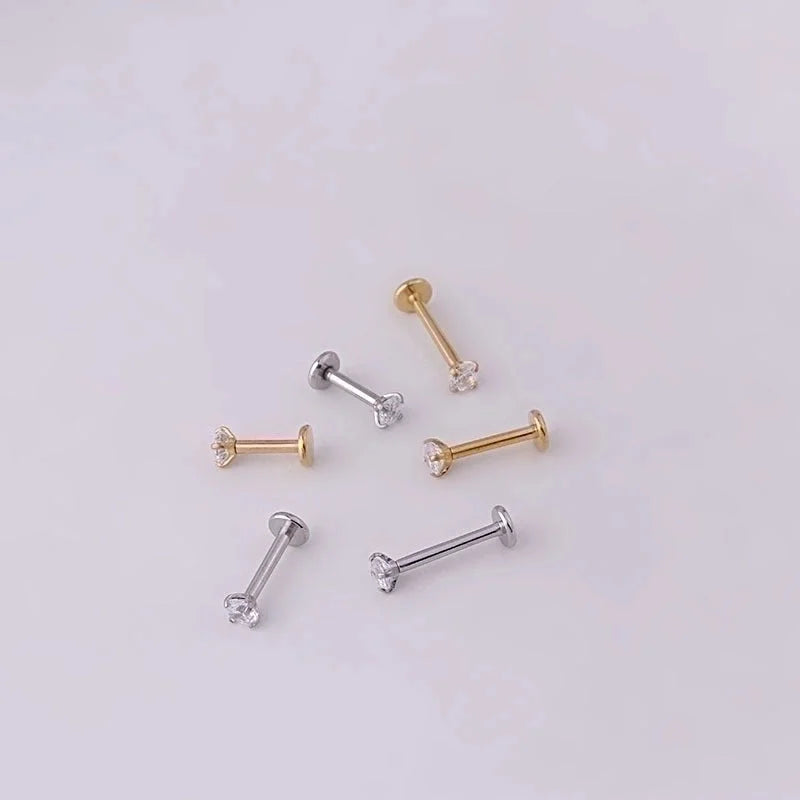 2 Pieces Lip Rings Fashion Geometric 316L Stainless Steel Plating