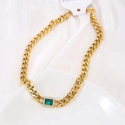 Fashion Square 304 Stainless Steel 18K Gold Plated Artificial Rhinestones Stainless Steel Bracelets In Bulk