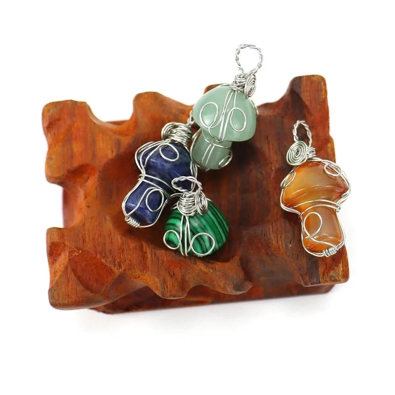 Minimalist Mushroom Natural Stone Handmade Pendant Necklace 1 Piece