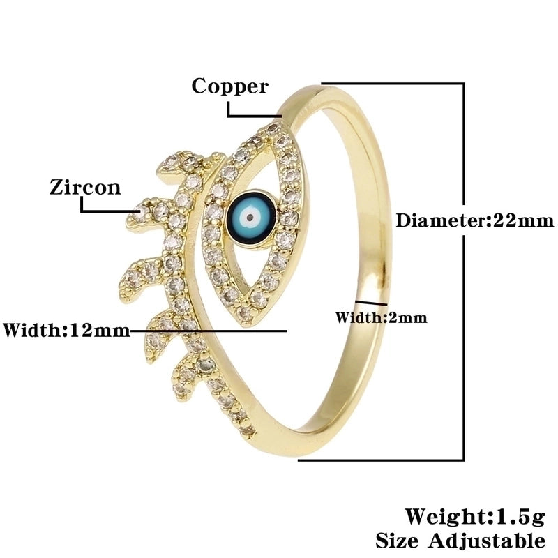 Fashion Enamel Drip Oil Evil Eye Retro Copper Tail Ring