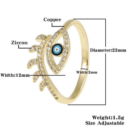 Fashion Enamel Drip Oil Evil Eye Retro Copper Tail Ring
