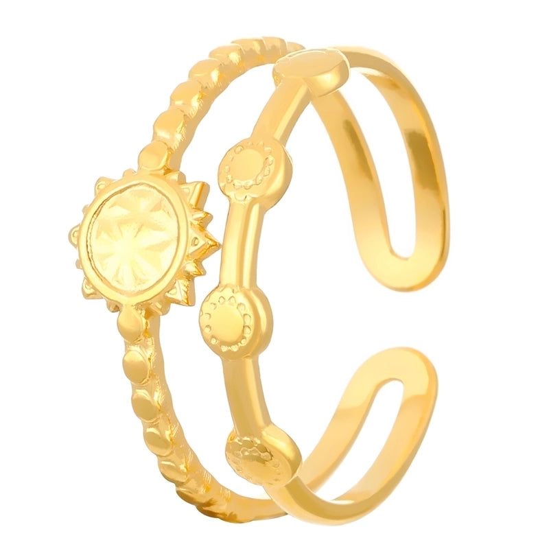 Minimalist Classic Style Geometric 304 Stainless Steel 18K Gold Plated Open Rings