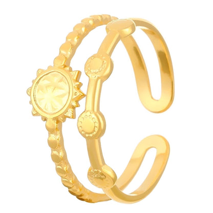 Minimalist Classic Style Geometric 304 Stainless Steel 18K Gold Plated Open Rings