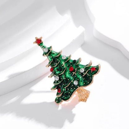 Cute Pin Christmas Tree Wreath Zinc Alloy Enamel Plating Inlay Rhinestones Unisex Brooches