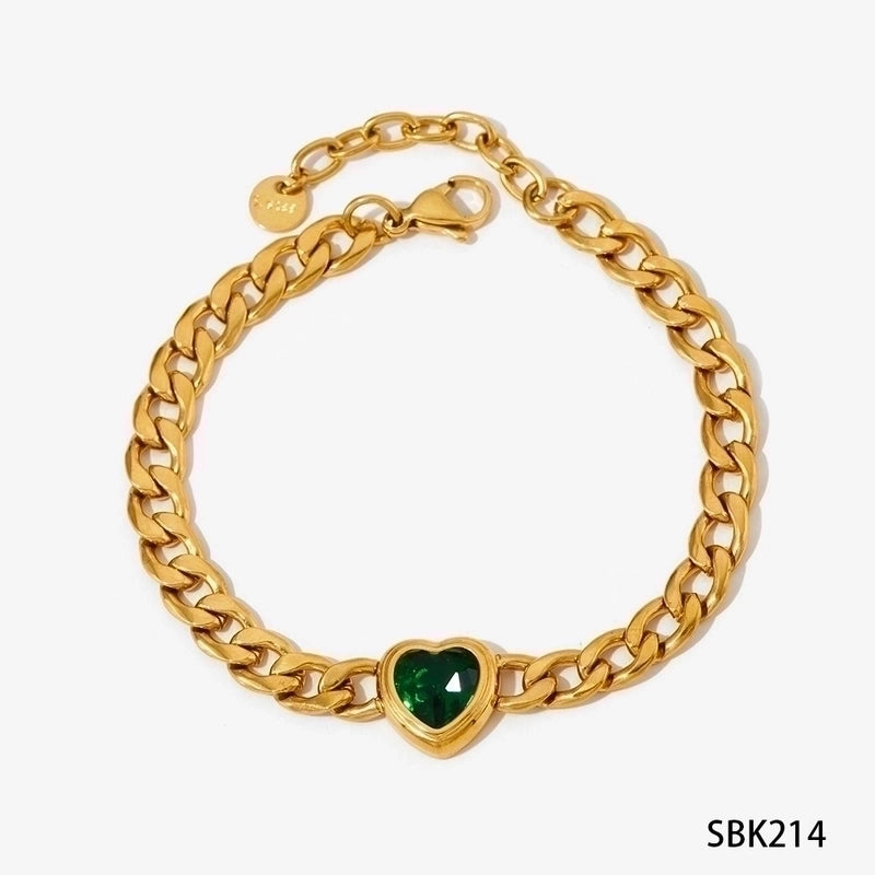 3 Pieces 304 Stainless Steel 16K Gold Plated White Gold Plated Gold Plated Minimalist Inlay Heart Shape Zircon Bracelets Earrings Necklace