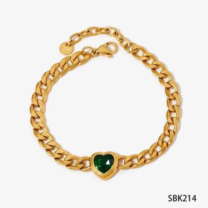 3 Pieces 304 Stainless Steel 16K Gold Plated White Gold Plated Gold Plated Minimalist Inlay Heart Shape Zircon Bracelets Earrings Necklace