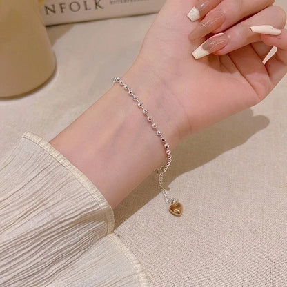 Elegant Lady Heart Shape Flower Bow Knot Titanium Steel Plating Inlay Rhinestones Bracelets