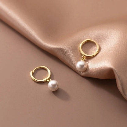 1 Pair Lady Classic Style Round Plating 304 Stainless Steel 18K Gold Plated Drop Earrings