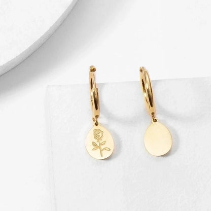 Lady Flower Plating Titanium Steel No Inlaid Earrings