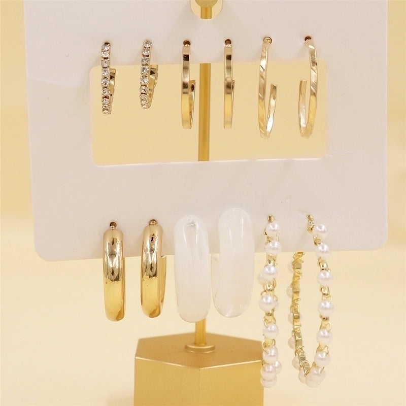 1 Set Minimalist Circle Heart Shape Butterfly Metal Plating Inlay Pearl Women\'s Earrings