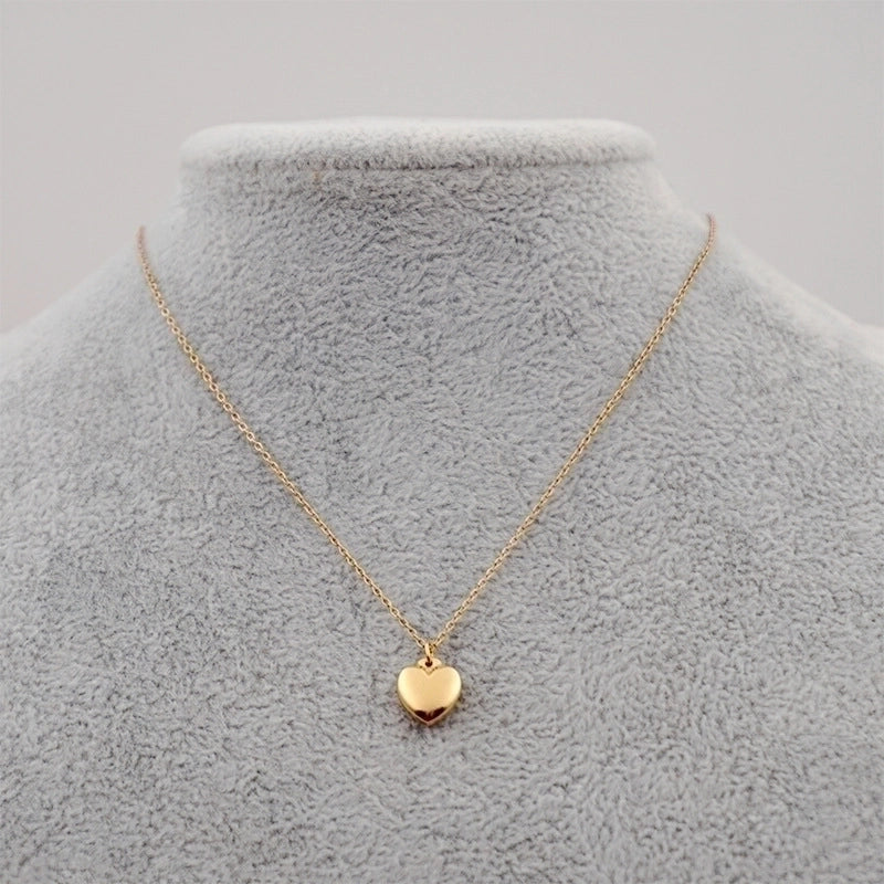 Minimalist Heart Shape Lock Titanium Steel Pearl Pendant Necklace 1 Piece