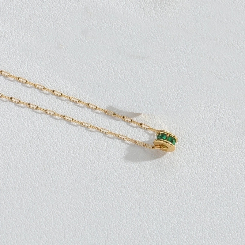 Minimalist Classic Style Commute Geometric Copper Inlay 14K Gold Plated Zircon Pendant Necklace