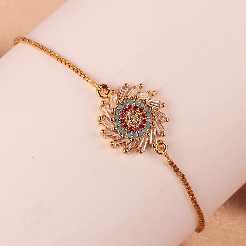 Fashion Color Block Copper Plating Inlay Zircon Bracelets 1 Piece