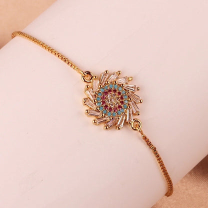 Fashion Color Block Copper Plating Inlay Zircon Bracelets 1 Piece