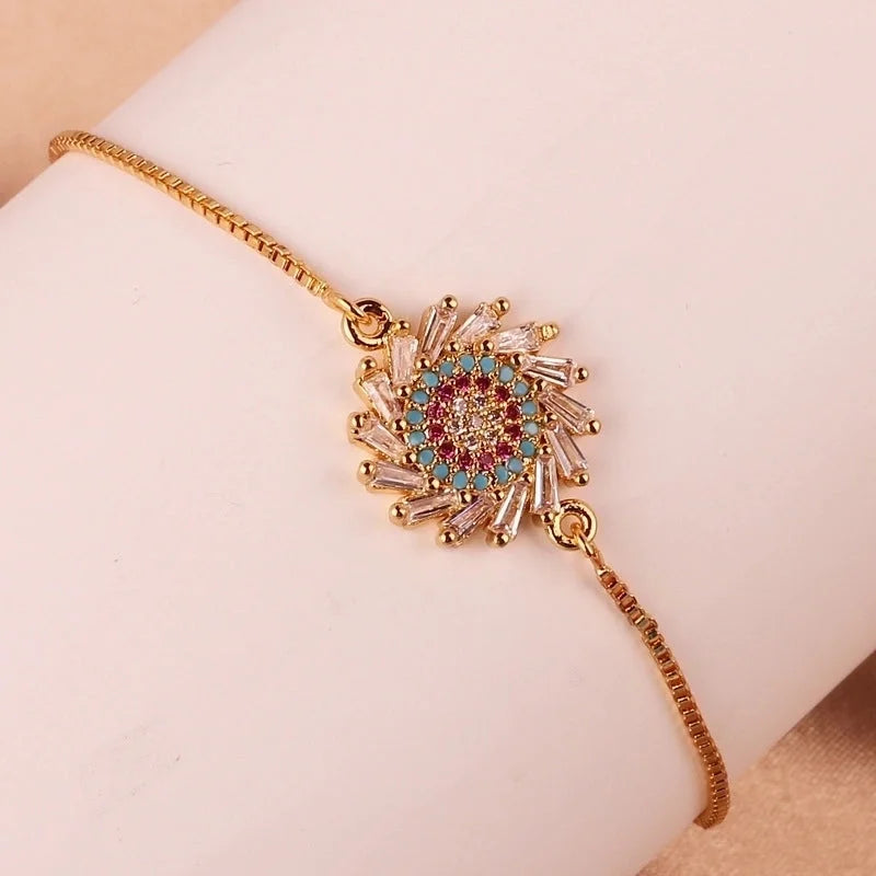 Fashion Color Block Copper Plating Inlay Zircon Bracelets 1 Piece