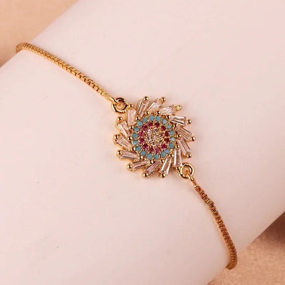 Fashion Color Block Copper Plating Inlay Zircon Bracelets 1 Piece