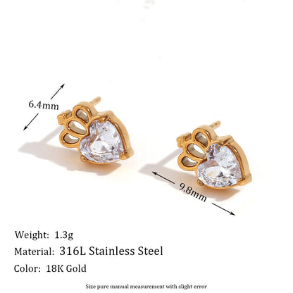 Fashion Flower Geometric Stainless Steel 18K Gold Plated Stud Earrings