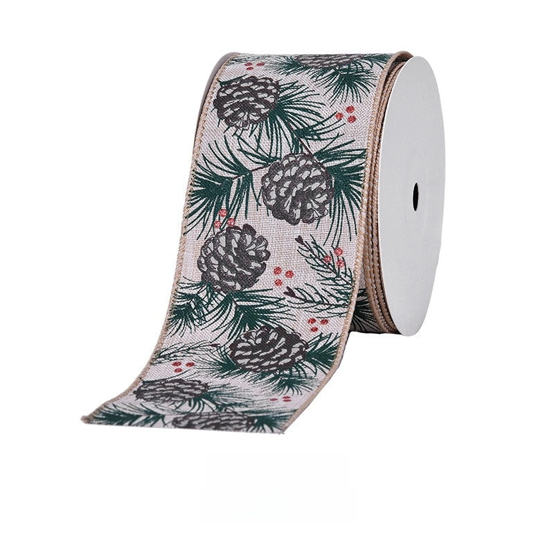 YAMA Boutique Christmas Snow Velvet Copy Edge Ribbon Christmas Decoration Ribbon Christmas Tree Gift Packaging Iron Wire Ribbon