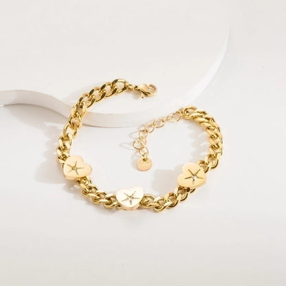 3 Pieces Elegant Vintage Style Heart Shape Lock 304 Stainless Steel Baroque Pearls 18K Gold Plated Bracelets In Bulk