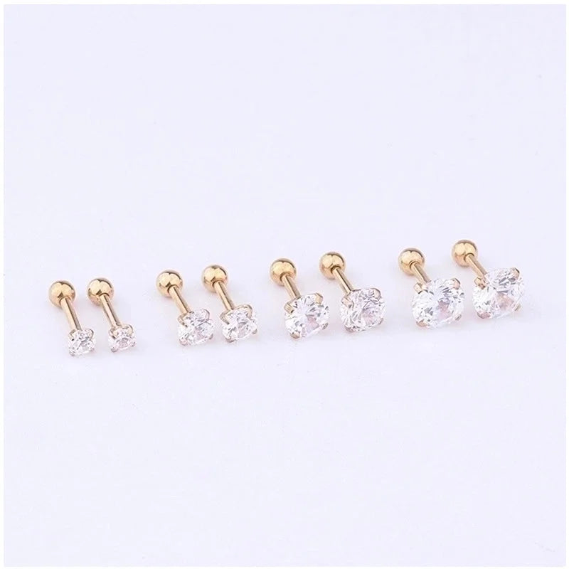 Ear Cartilage Rings & Studs Fashion Geometric 316L Stainless Steel Inlaid Zircon