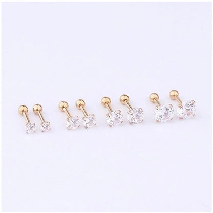 Ear Cartilage Rings & Studs Fashion Geometric 316L Stainless Steel Inlaid Zircon