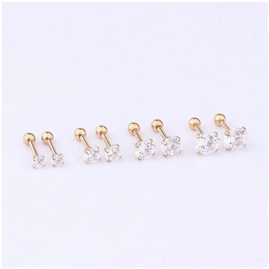 Ear Cartilage Rings & Studs Fashion Geometric 316L Stainless Steel Inlaid Zircon