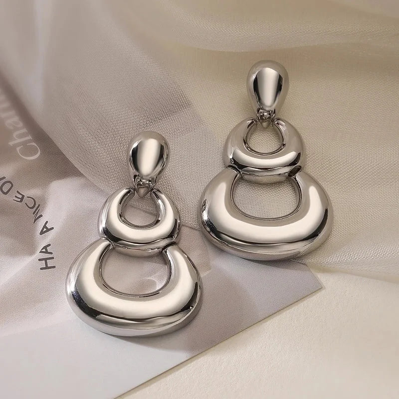 1 Pair Minimalist Geometric Plating Copper 18k Gold Plated Drop Earrings