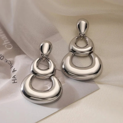 1 Pair Minimalist Geometric Plating Copper 18k Gold Plated Drop Earrings