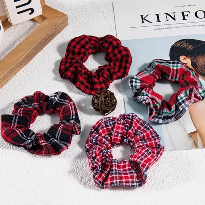 Retro Plaid Cloth Hair Tie