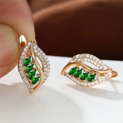 1 Pair Elegant Minimalist Leaf Plating Inlay Copper Zircon Earrings