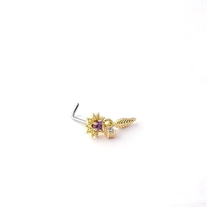 Nose Rings & Studs Fashion Flower 316L Stainless Steel Copper Plating