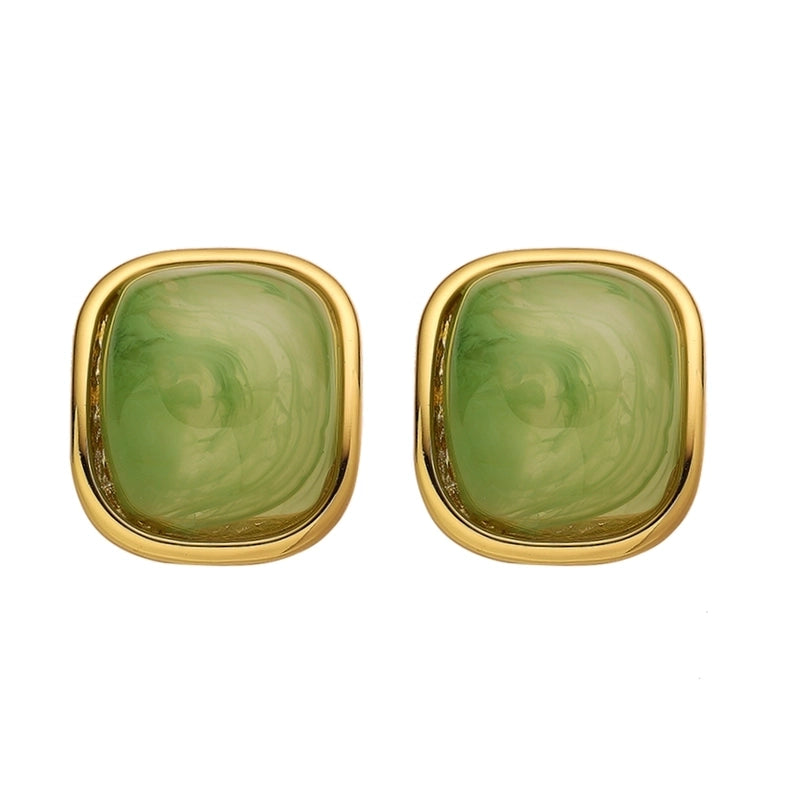 1 Pair IG Style Vacation Square Plating 304 Stainless Steel Titanium Steel 18K Gold Plated Ear Studs