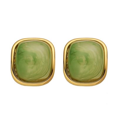 1 Pair IG Style Vacation Square Plating 304 Stainless Steel Titanium Steel 18K Gold Plated Ear Studs